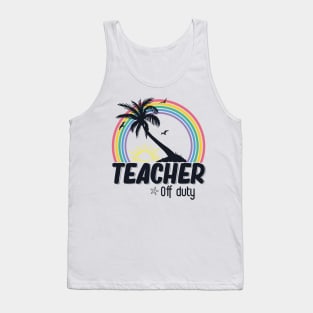 Teacher Off Duty Last Day Of School Teacher Summer Palm Tree Tank Top